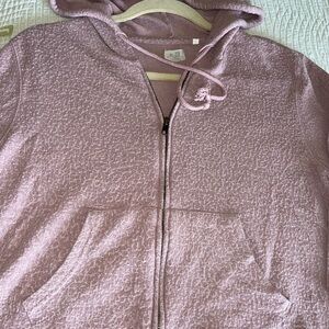 Pink Textured Zip-Up Hoodie